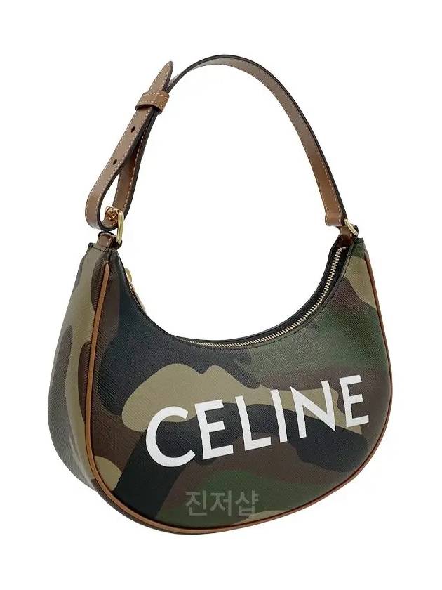 CELINE Ava Camouflage Canvas Shoulder Bag Green