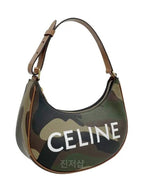 CELINE Ava Camouflage Canvas Shoulder Bag Green