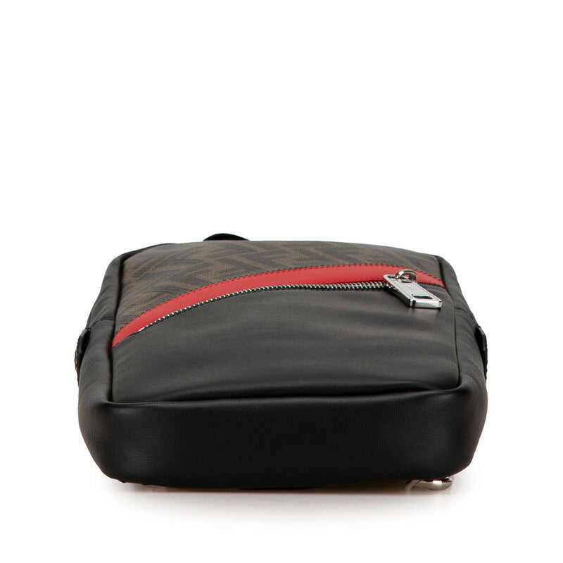 Fendi Zucca Body Waist Bag 7VZ033 Black Brown PVC Leather