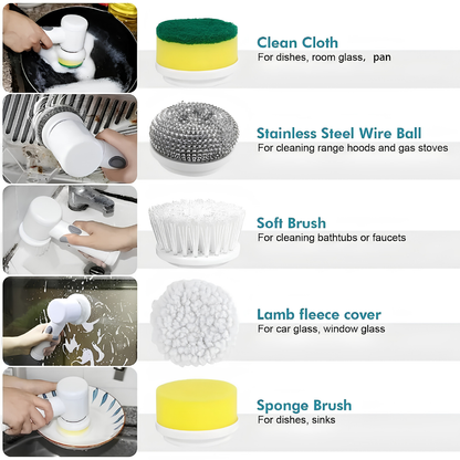 Waterproof 5-in-1 Rechargeable Electric Scrub Gun
