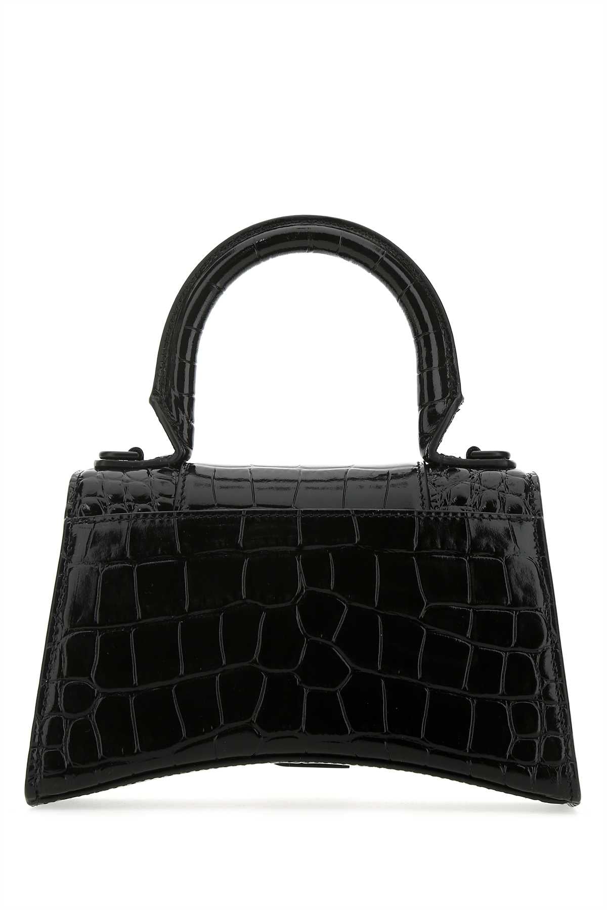 Balenciaga Women Black Leather Hourglass Xs Handbag