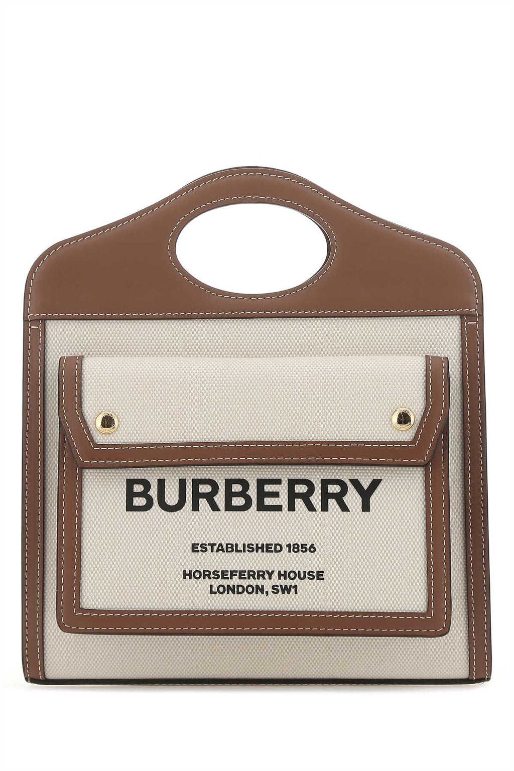 Burberry Women Two-Tone Canvas And Leather Mini Pocket Handbag