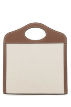 Burberry Women Two-Tone Canvas And Leather Mini Pocket Handbag