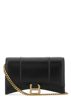 Balenciaga Women Black Leather Hourglass Clutch