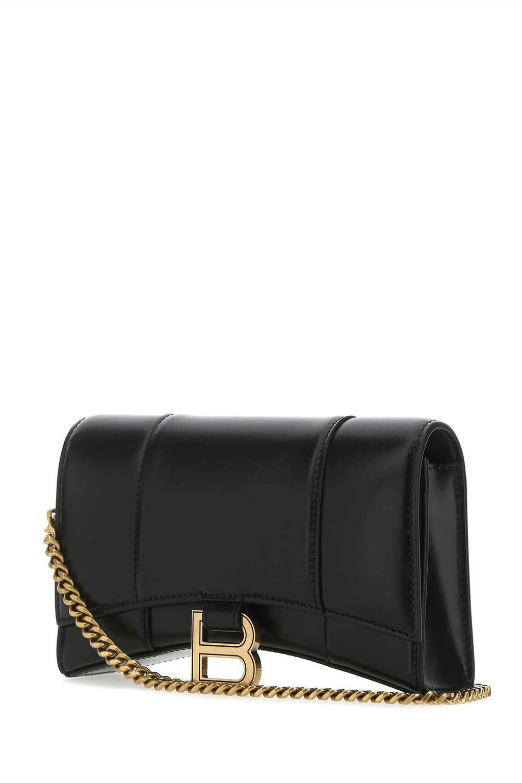 Balenciaga Women Black Leather Hourglass Clutch