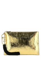 Fendi Woman Gold Leather Clutch