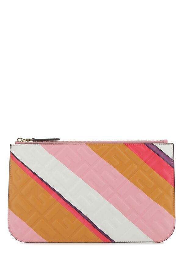 Fendi Woman Multicolor Leather Clutch