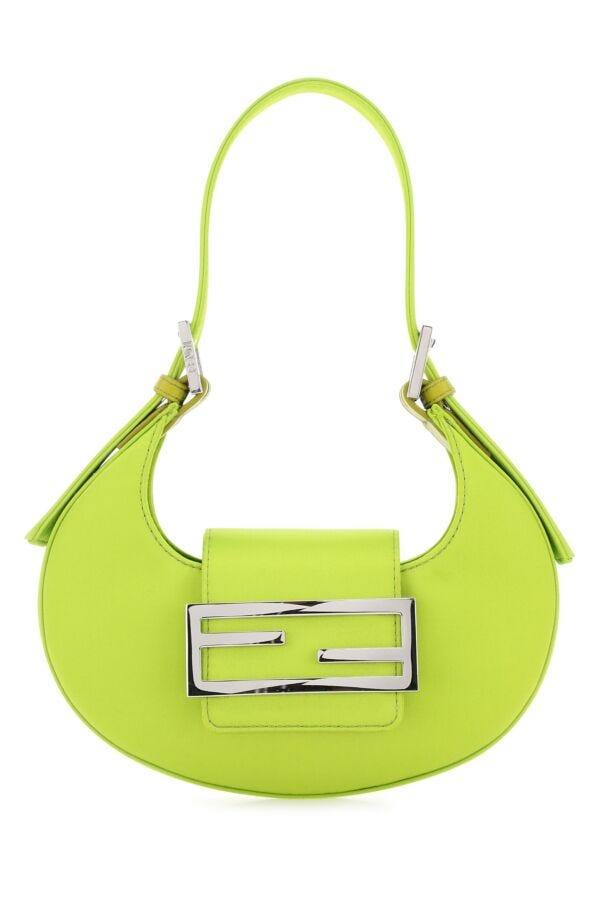 Fendi Woman Acid Green Leather Mini Fendi Cookie Handbag
