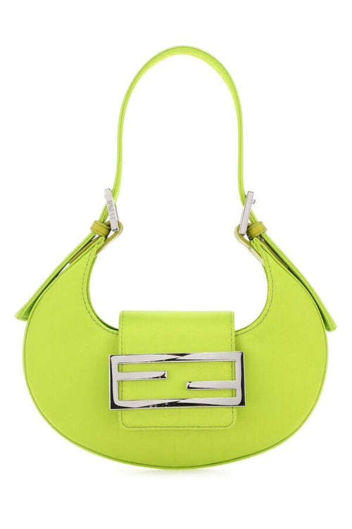 Fendi Woman Acid Green Leather Mini Fendi Cookie Handbag