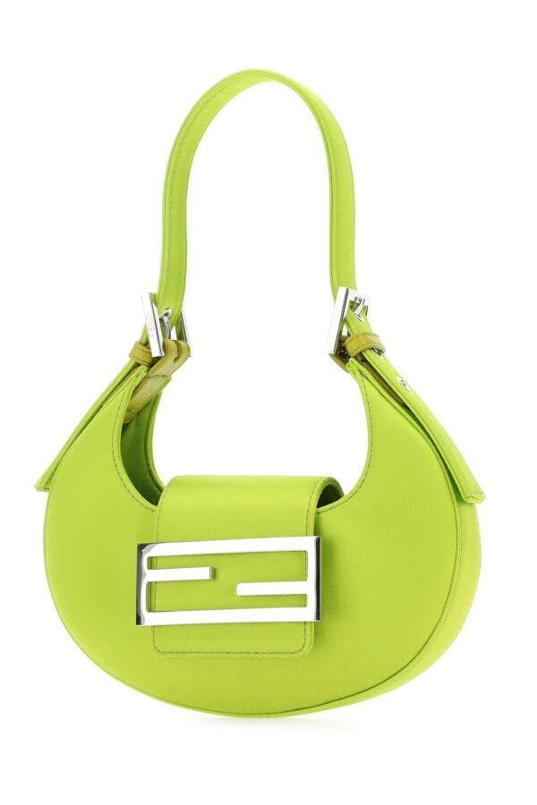 Fendi Woman Acid Green Leather Mini Fendi Cookie Handbag