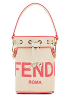 Fendi Woman Sand Canvas Mini Mon Tresor Bucket Bag