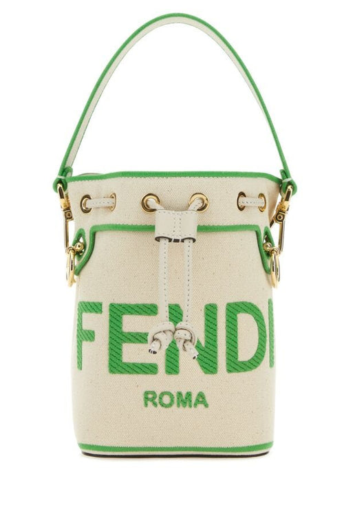Fendi Woman Sand Canvas Mini Mon Tresor Bucket Bag