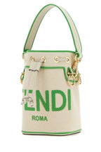 Fendi Woman Sand Canvas Mini Mon Tresor Bucket Bag