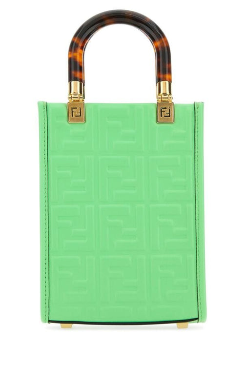 Fendi Woman Green Leather Mini Sunshine Handbag