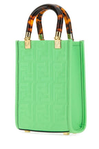 Fendi Woman Green Leather Mini Sunshine Handbag