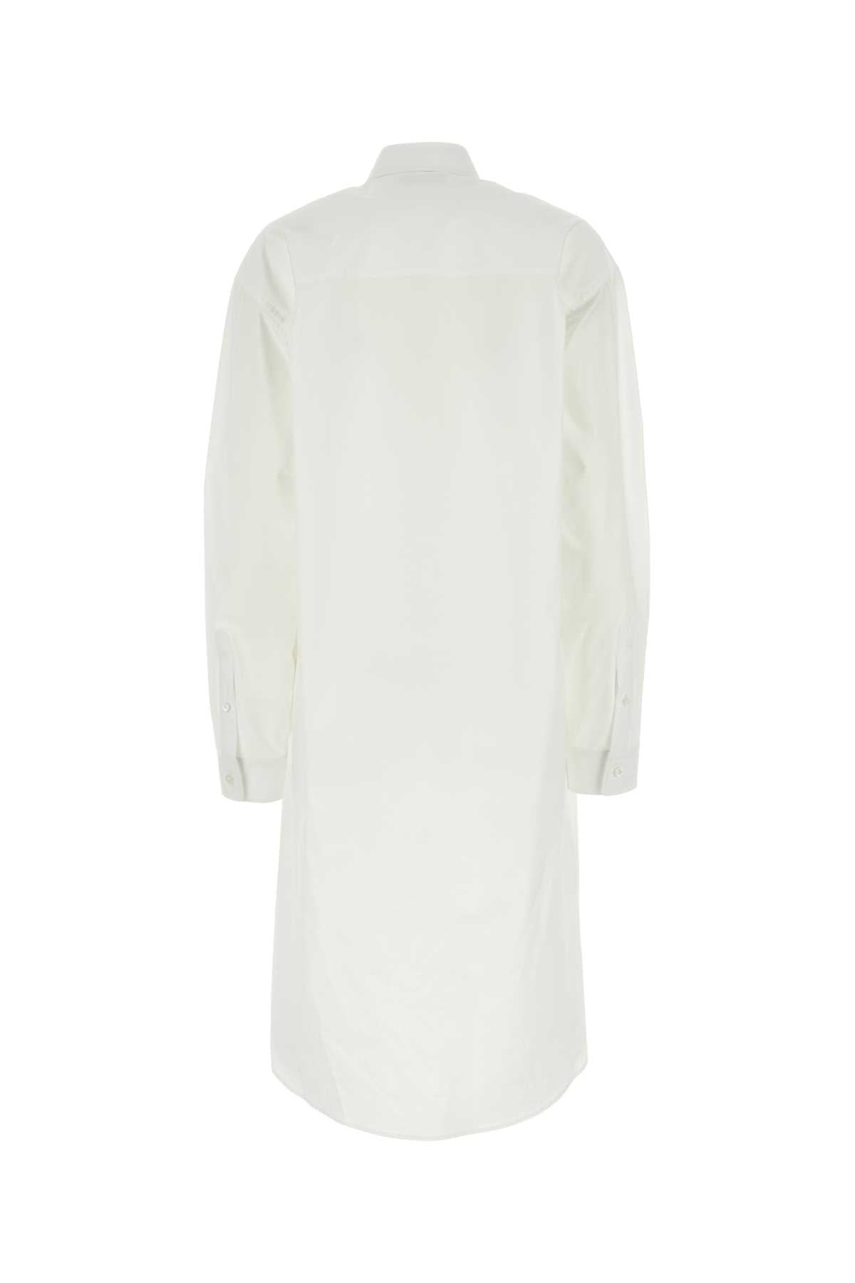 Balenciaga Women White Poplin Shirt Dress