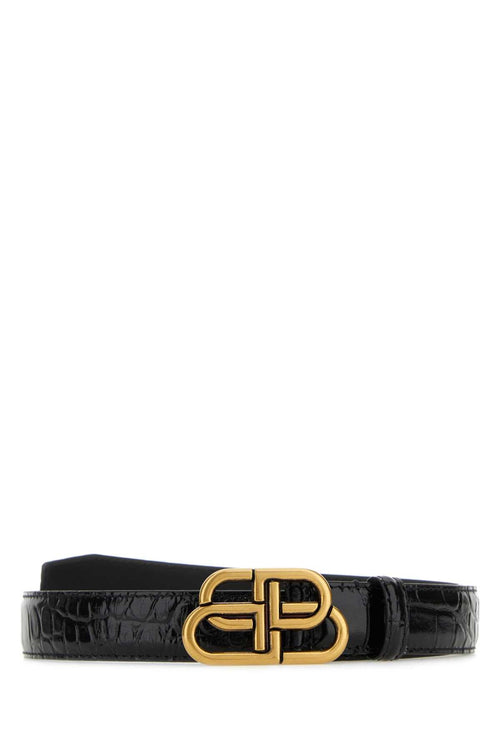 Balenciaga Women Black Leather Bb Belt