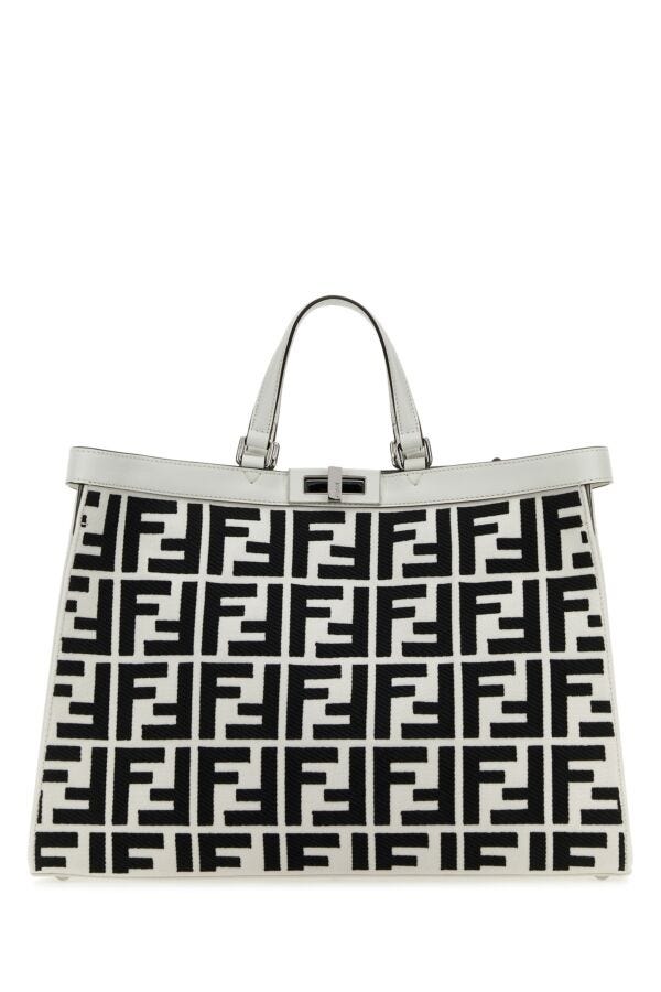 Fendi Woman Embroidered Fabric X-Tote Shopping Bag