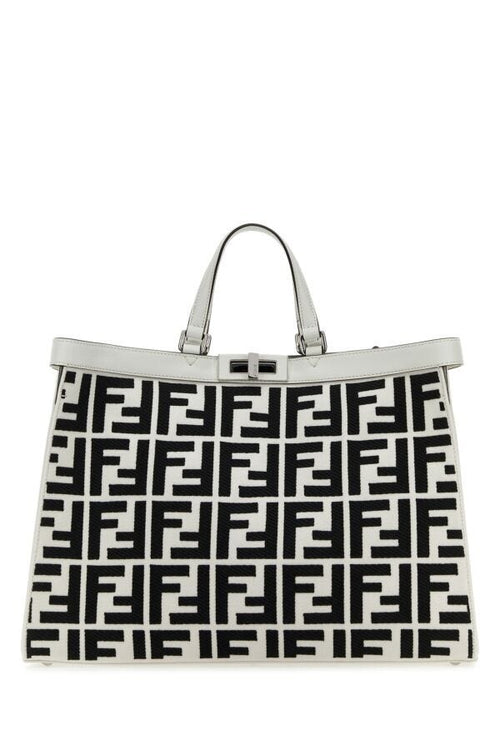 Fendi Woman Embroidered Fabric X-Tote Shopping Bag