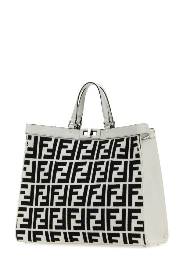 Fendi Woman Embroidered Fabric X-Tote Shopping Bag
