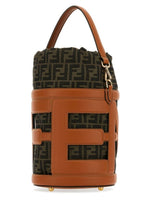 Fendi Woman Embroidered Leather And Jacquard Medium Step Out Bucket Bag