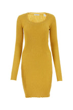 Burberry Women Mustard Stretch Wool Blend Dress