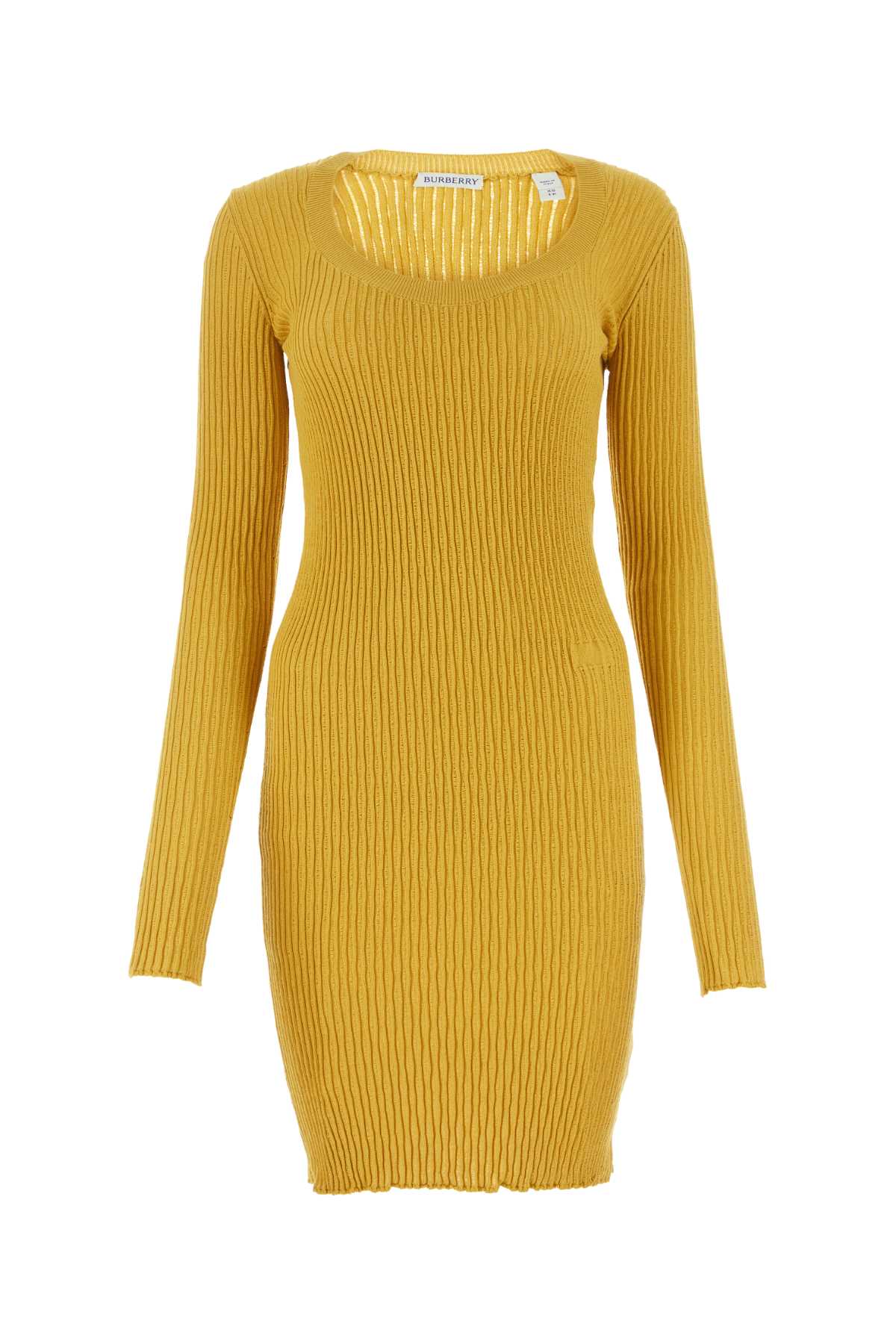 Burberry Women Mustard Stretch Wool Blend Dress