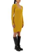 Burberry Women Mustard Stretch Wool Blend Dress