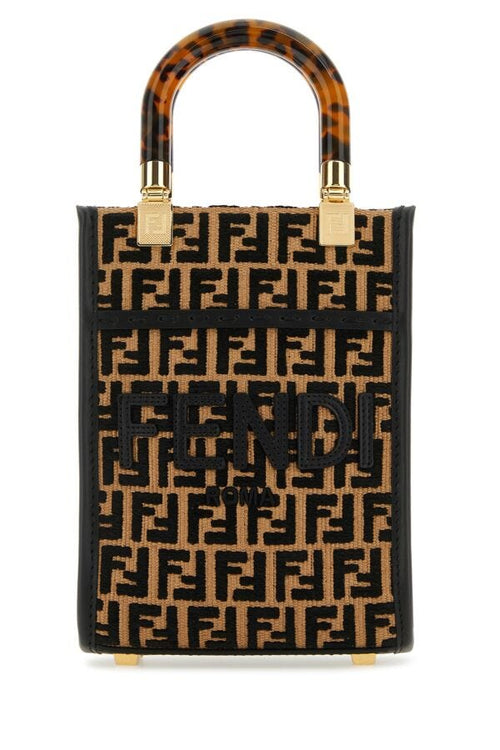 Fendi Woman Embroidered Fabric Mini Sunshine Handbag