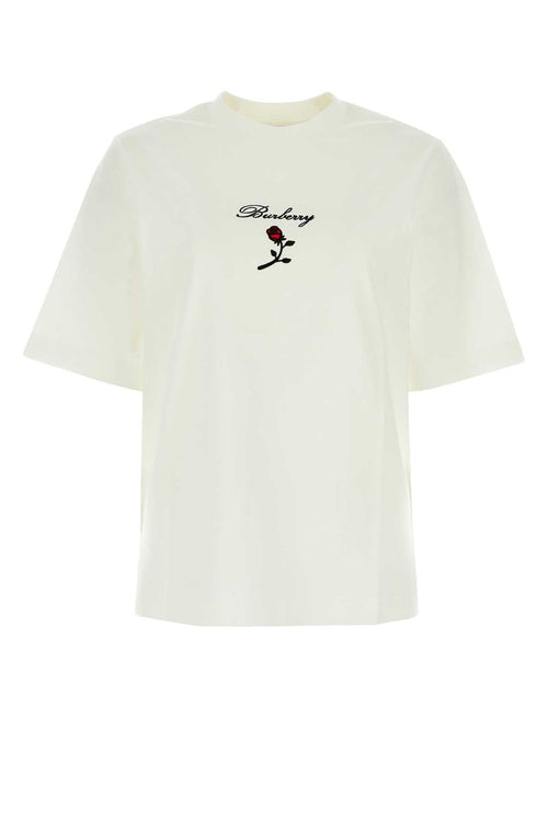 Burberry Women White Stretch Cotton T-Shirt