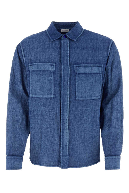 Burberry Men Denim Blue Linen Shirt