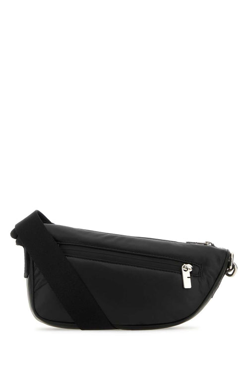 Burberry Men Black Leather Shield Crossbody Bag