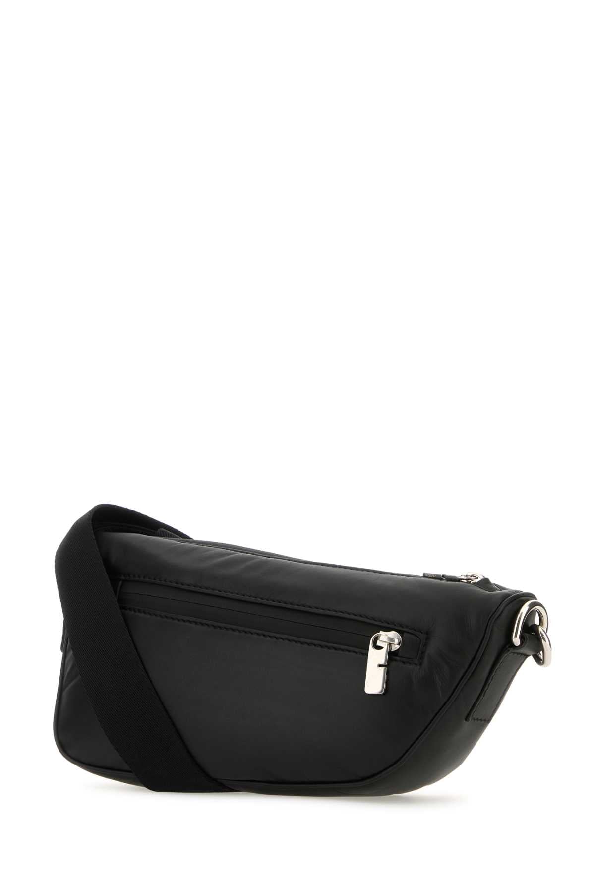 Burberry Men Black Leather Shield Crossbody Bag