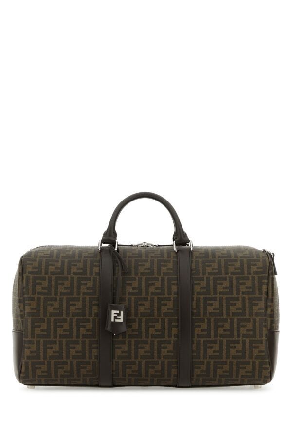 Fendi Woman Embroidered Fabric Medium Ff Duffle Travel Bag