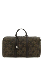 Fendi Woman Embroidered Fabric Medium Ff Duffle Travel Bag