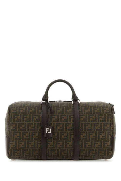 Fendi Woman Embroidered Fabric Medium Ff Duffle Travel Bag