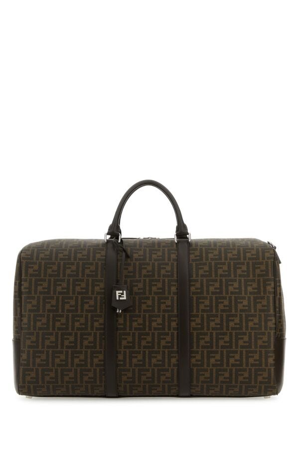Fendi Woman Embroidered Fabric Large Ff Duffle Travel Bag