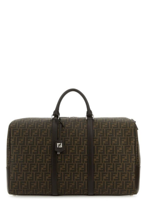 Fendi Woman Embroidered Fabric Large Ff Duffle Travel Bag