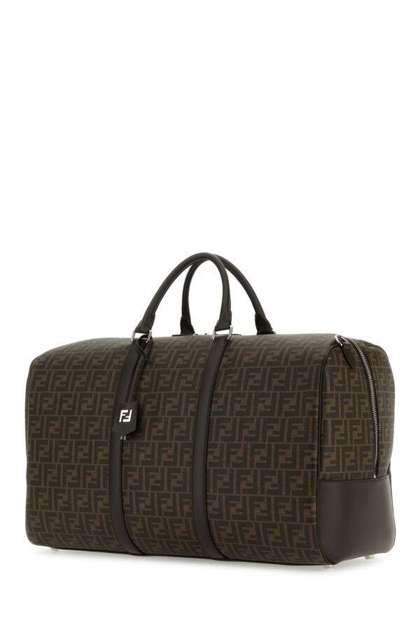 Fendi Woman Embroidered Fabric Large Ff Duffle Travel Bag