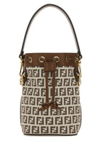 Fendi Woman Embroidered Fabric And Leather Mini Mon Tresor Bucket Bag