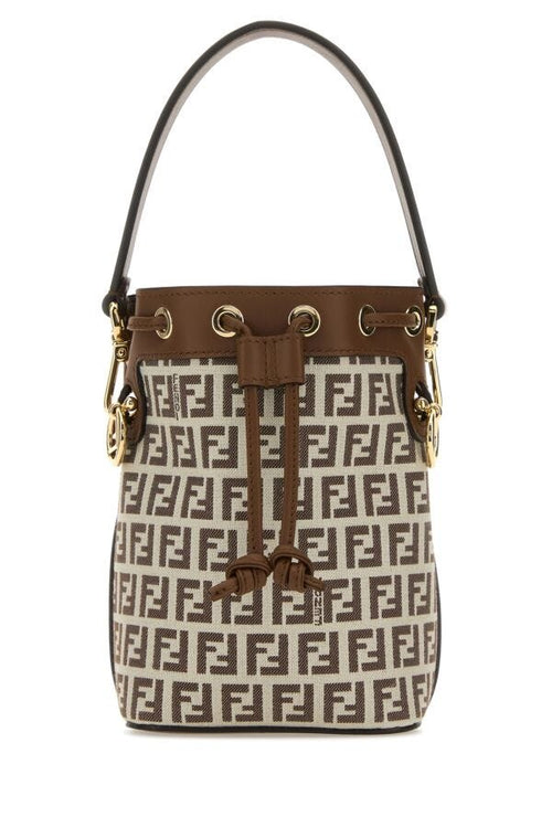 Fendi Woman Embroidered Fabric And Leather Mini Mon Tresor Bucket Bag