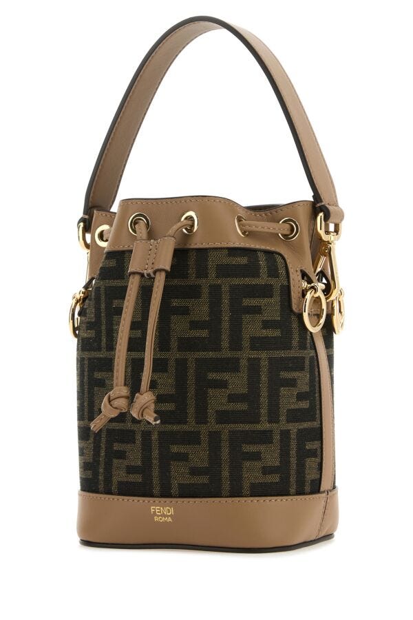 Fendi Woman Embroidered Canvas Mon Tresor Bucket Bag