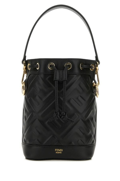 Fendi Woman Black Leather Mon Tresor Bucket Bag