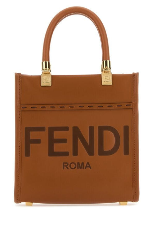 Fendi Woman Caramel Leather Mini Sunshine Handbag
