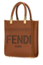 Fendi Woman Caramel Leather Mini Sunshine Handbag