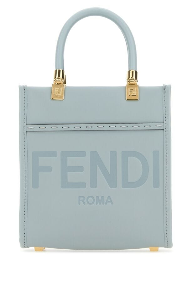 Fendi Woman Light-Blue Leather Mini Sunshine Handbag