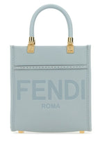 Fendi Woman Light-Blue Leather Mini Sunshine Handbag
