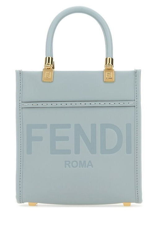 Fendi Woman Light-Blue Leather Mini Sunshine Handbag