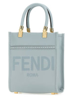 Fendi Woman Light-Blue Leather Mini Sunshine Handbag
