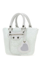 Balenciaga Women White Raffia Small Le Cagole Panier Handbag